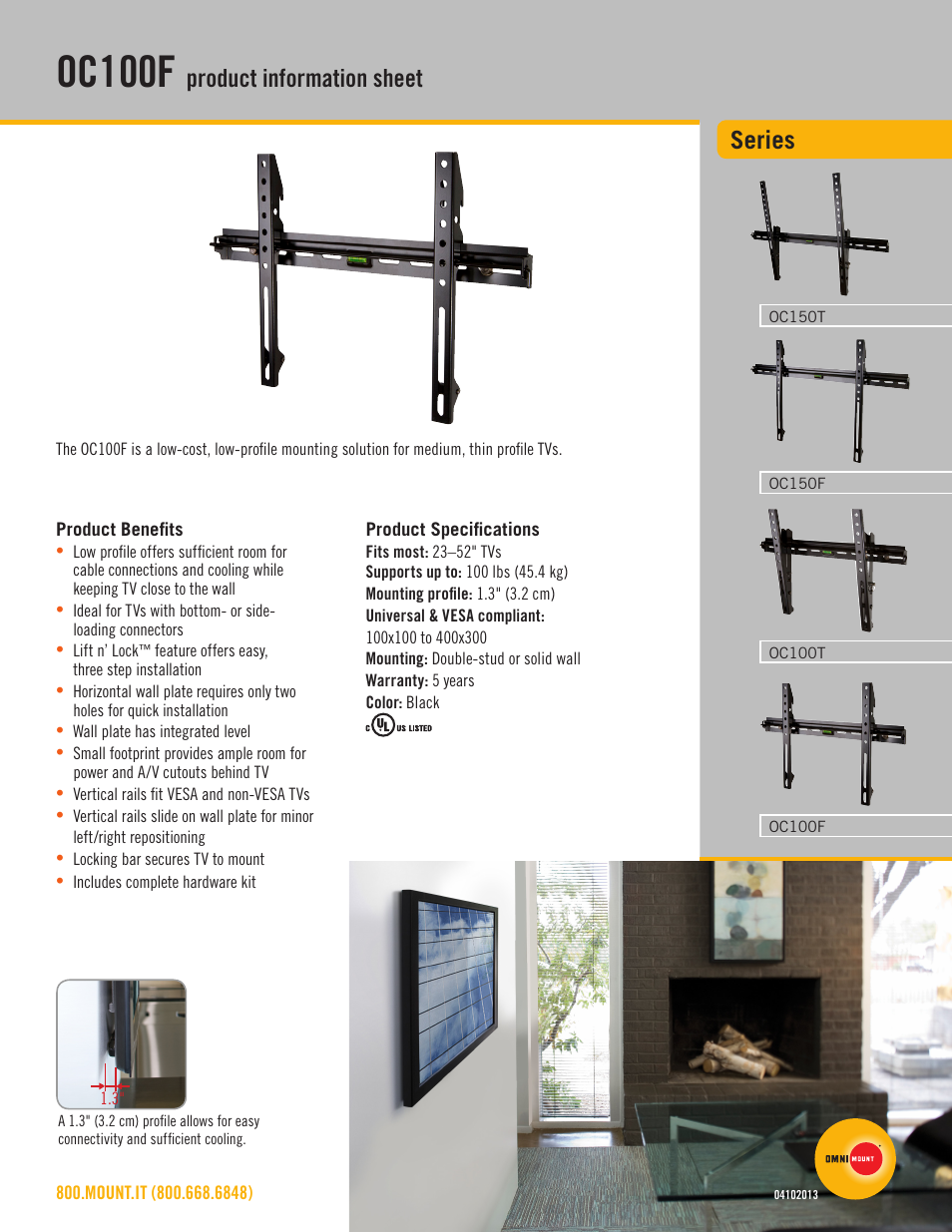 Omnimount OC100F Sales Sheet User Manual | 2 pages