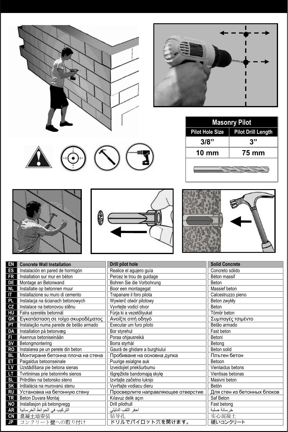 Masonry installation masonry pilot | Omnimount WM2-M Manual ru User Manual | Page 17 / 28