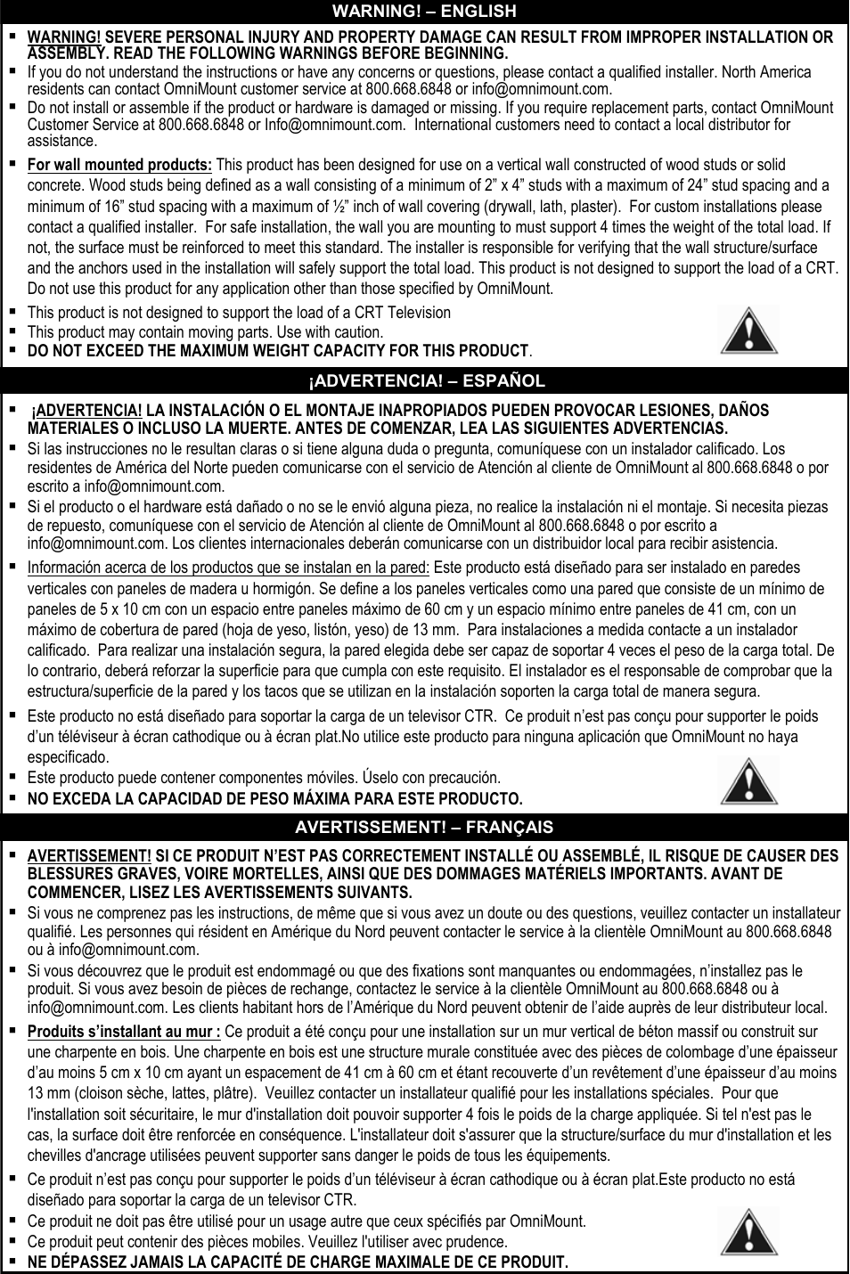 Omnimount WM2-M Manual ru User Manual | Page 2 / 28