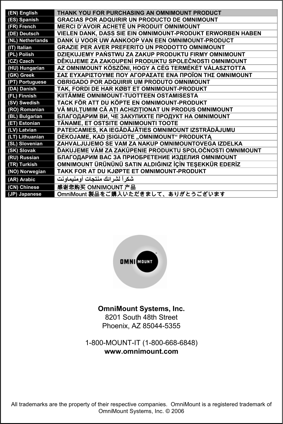 Omnimount WM2-M Manual ru User Manual | Page 28 / 28
