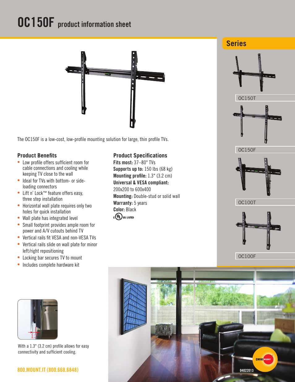 Omnimount OC150F Sales Sheet User Manual | 2 pages