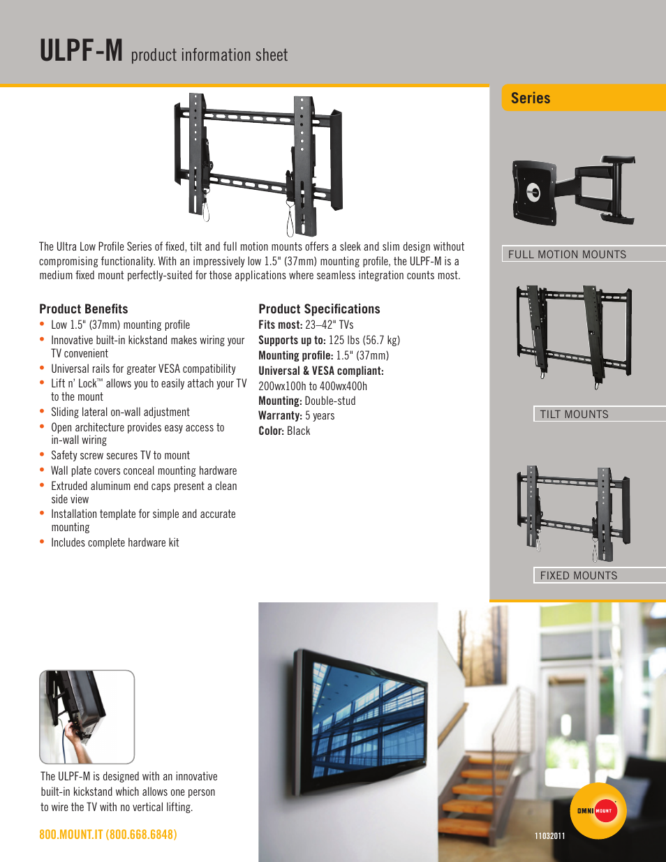 Omnimount ULPF-M Sales Sheet User Manual | 2 pages