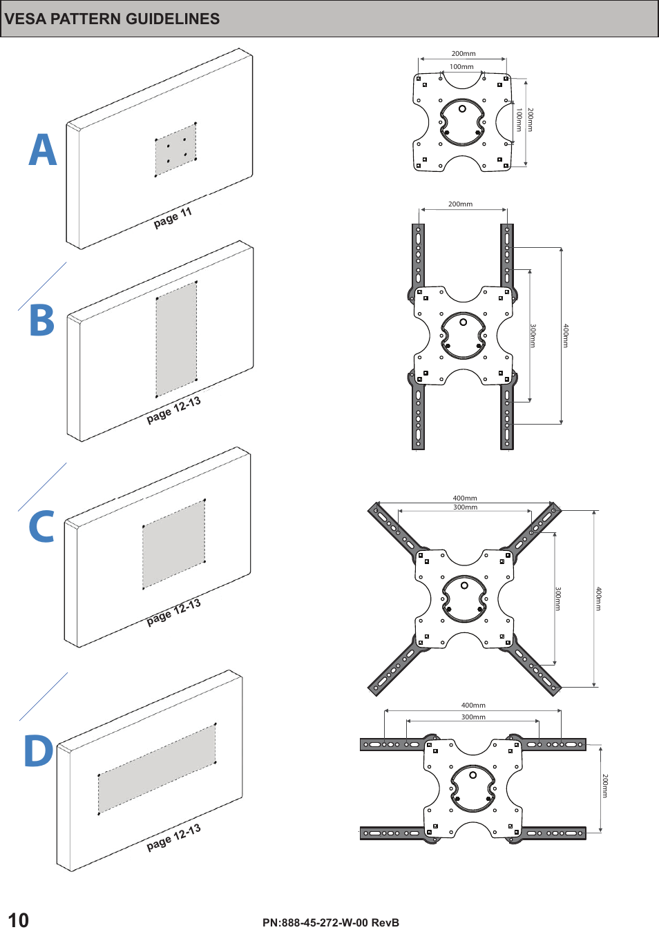 Ab c d, Vesa pattern guidelines | Omnimount OS60FM Manual ru User Manual | Page 10 / 24