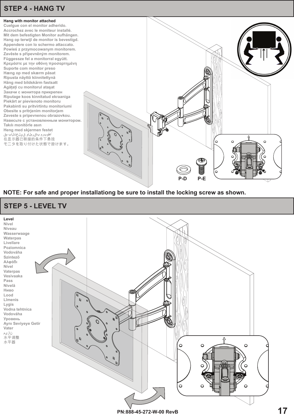 Step 5 - level tv step 4 - hang tv | Omnimount OS60FM Manual ru User Manual | Page 17 / 24