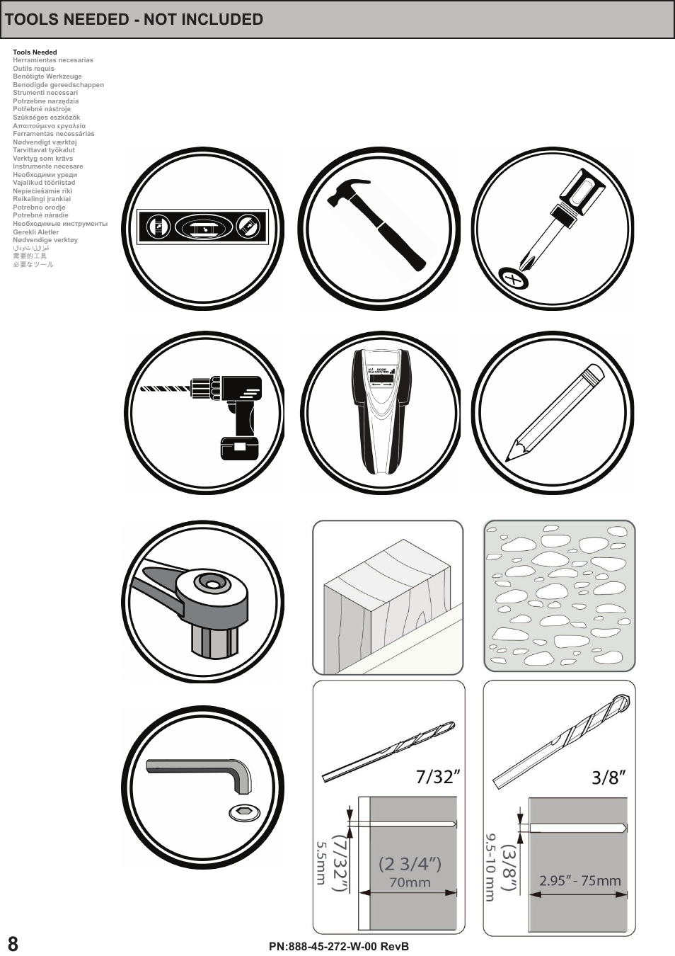 Tools needed - not included | Omnimount OS60FM Manual ru User Manual | Page 8 / 24