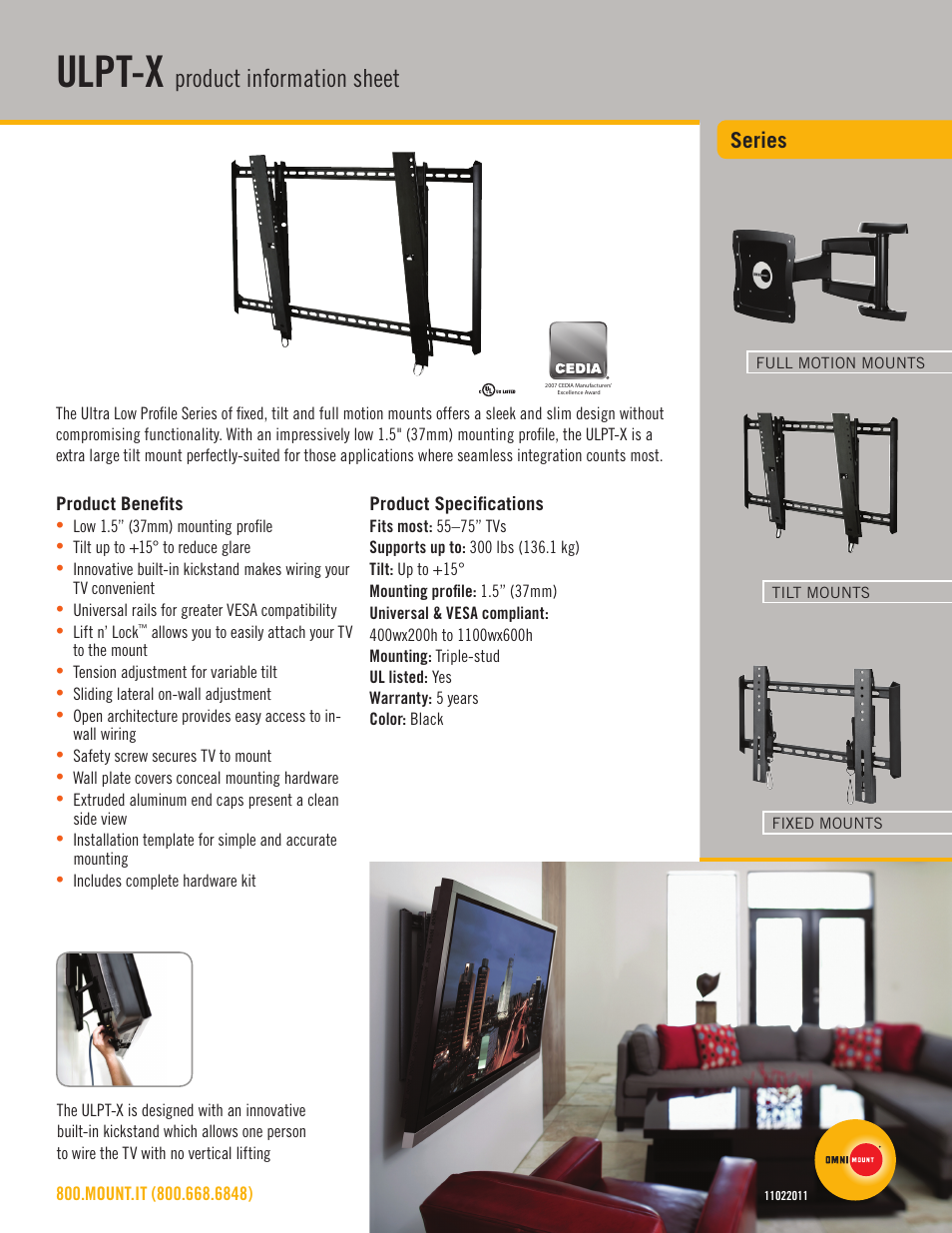 Omnimount ULPT-X Sales Sheet User Manual | 2 pages