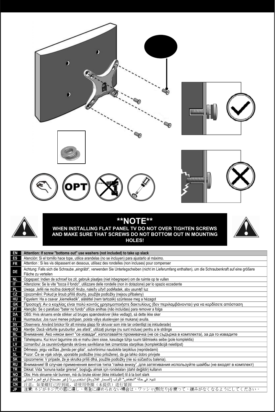Caution! - screws bottoming out, M-a – m-c | Omnimount CL-S Manual ru User Manual | Page 22 / 34