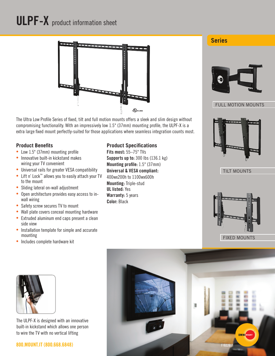 Omnimount ULPF-X Sales Sheet User Manual | 2 pages