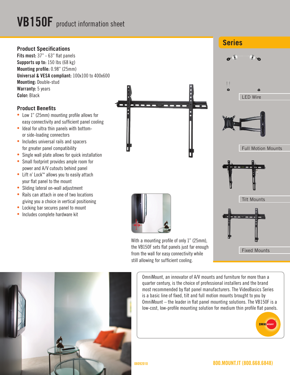 Omnimount VB150F Sales Sheet User Manual | 3 pages