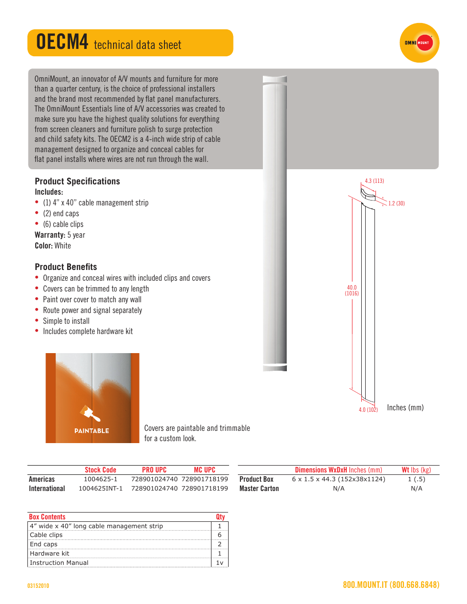 Omnimount OECM4 Sales Sheet User Manual | 1 page