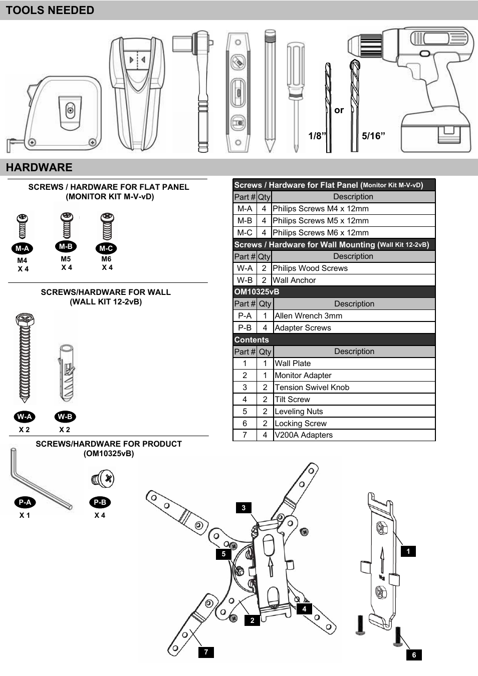 Hardware tools needed | Omnimount WM3-S Manual ru User Manual | Page 8 / 20