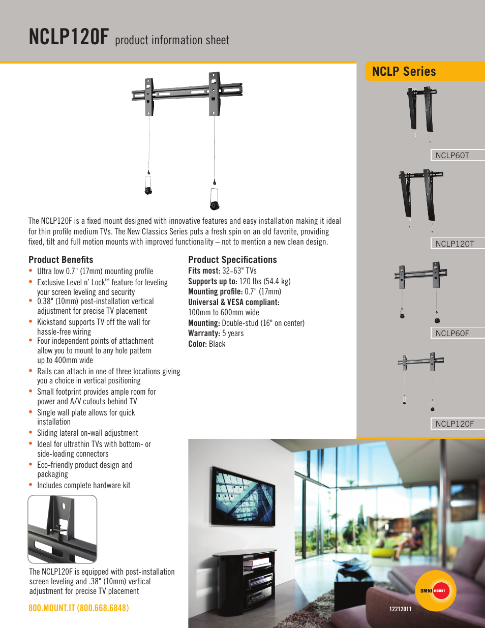Omnimount NCLP120F Sales Sheet User Manual | 2 pages
