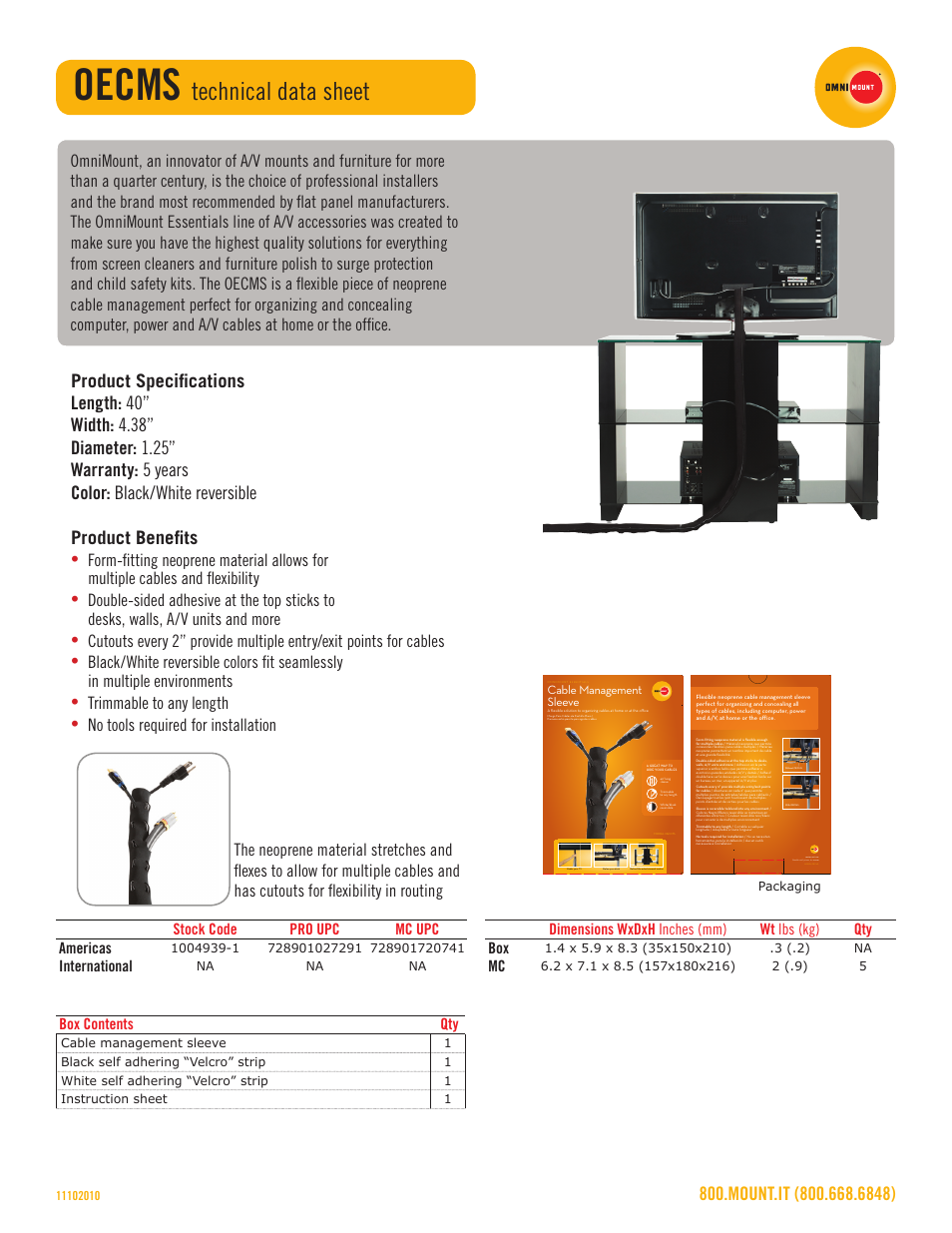 Omnimount OECMS Sales Sheet User Manual | 1 page
