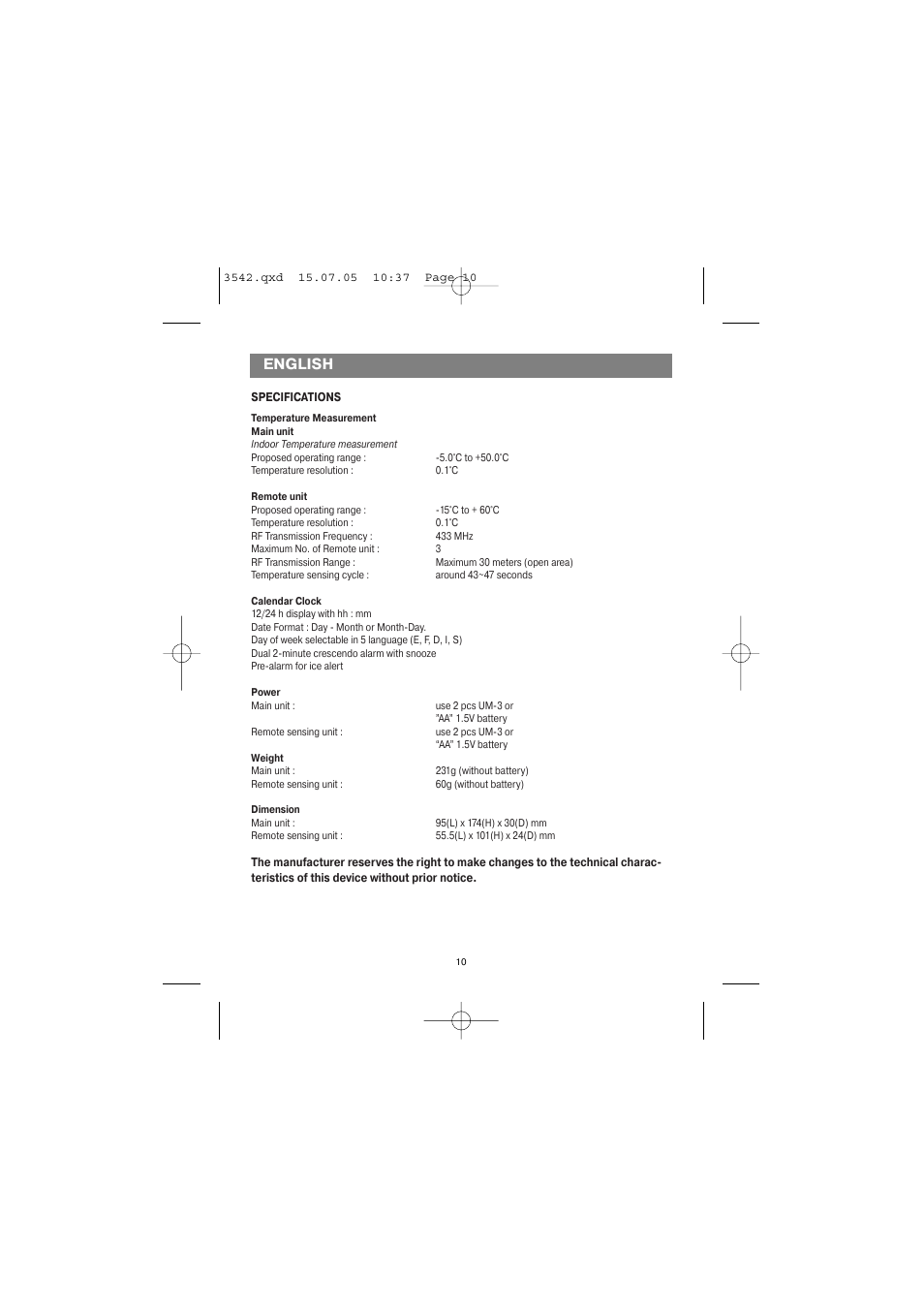 English | Vitek VT-3542 SR User Manual | Page 10 / 36