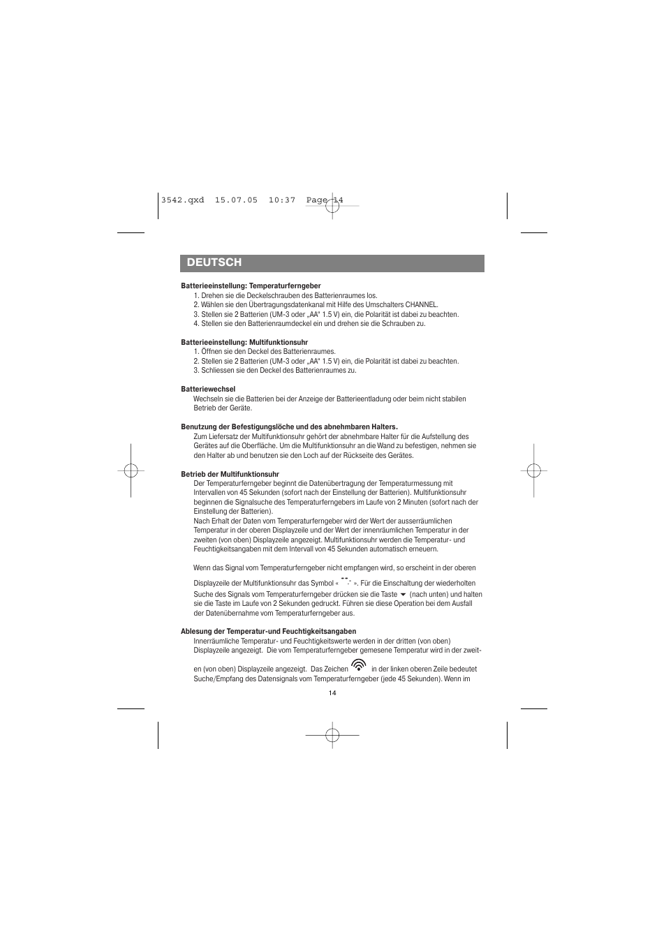Deutsch | Vitek VT-3542 SR User Manual | Page 14 / 36