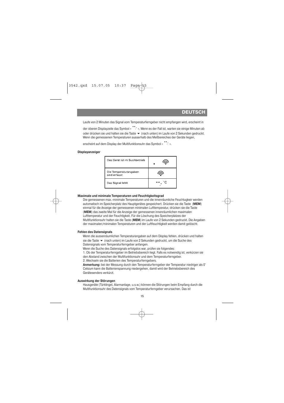 Deutsch | Vitek VT-3542 SR User Manual | Page 15 / 36