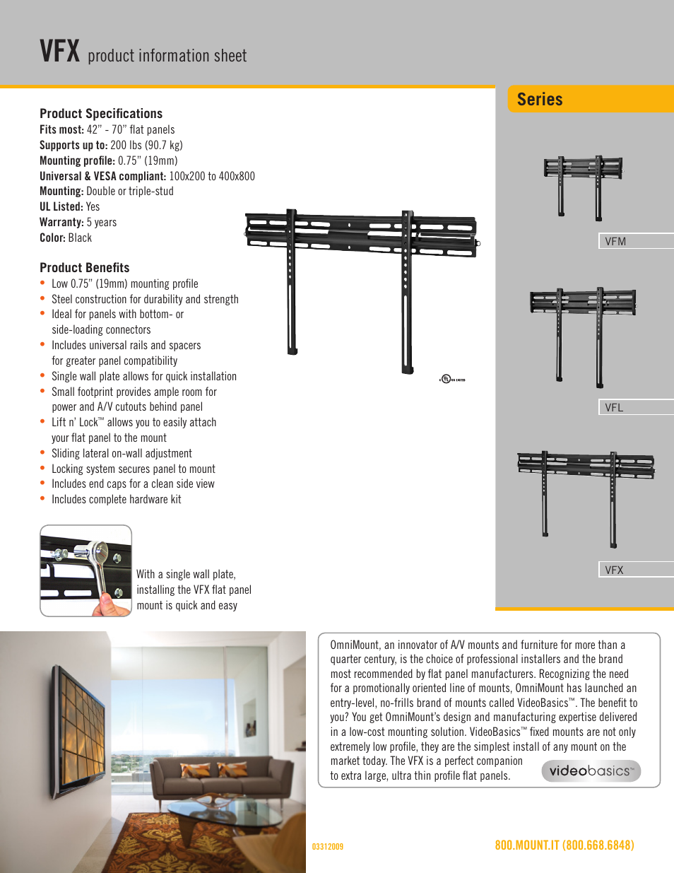Omnimount VFX Sales Sheet User Manual | 3 pages