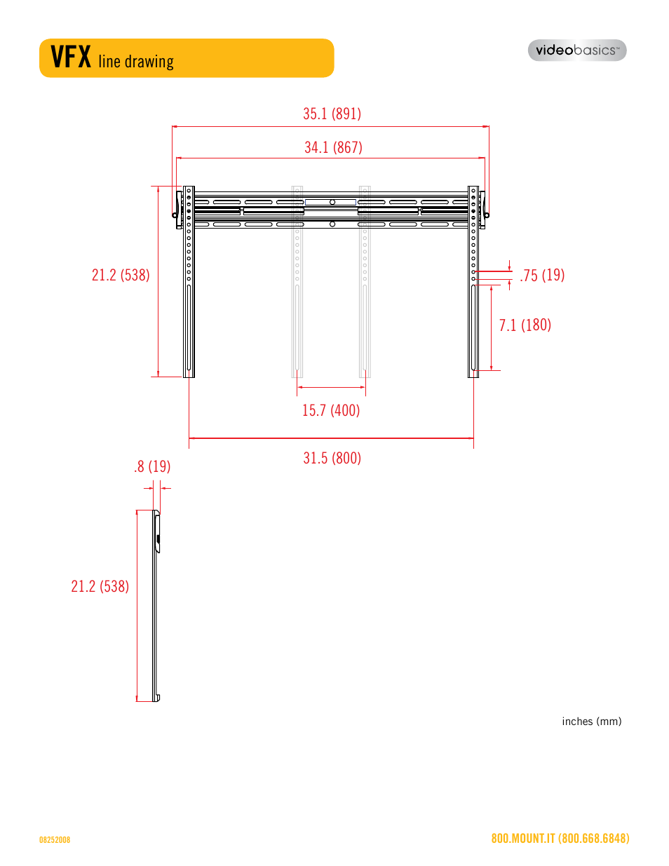 Vfx_line_drawing_sheet.pdf | Omnimount VFX Sales Sheet User Manual | Page 3 / 3