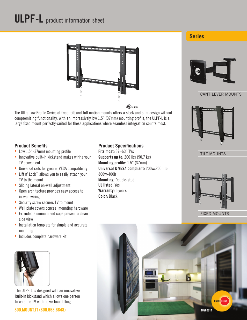 Omnimount ULPF-L Sales Sheet User Manual | 2 pages