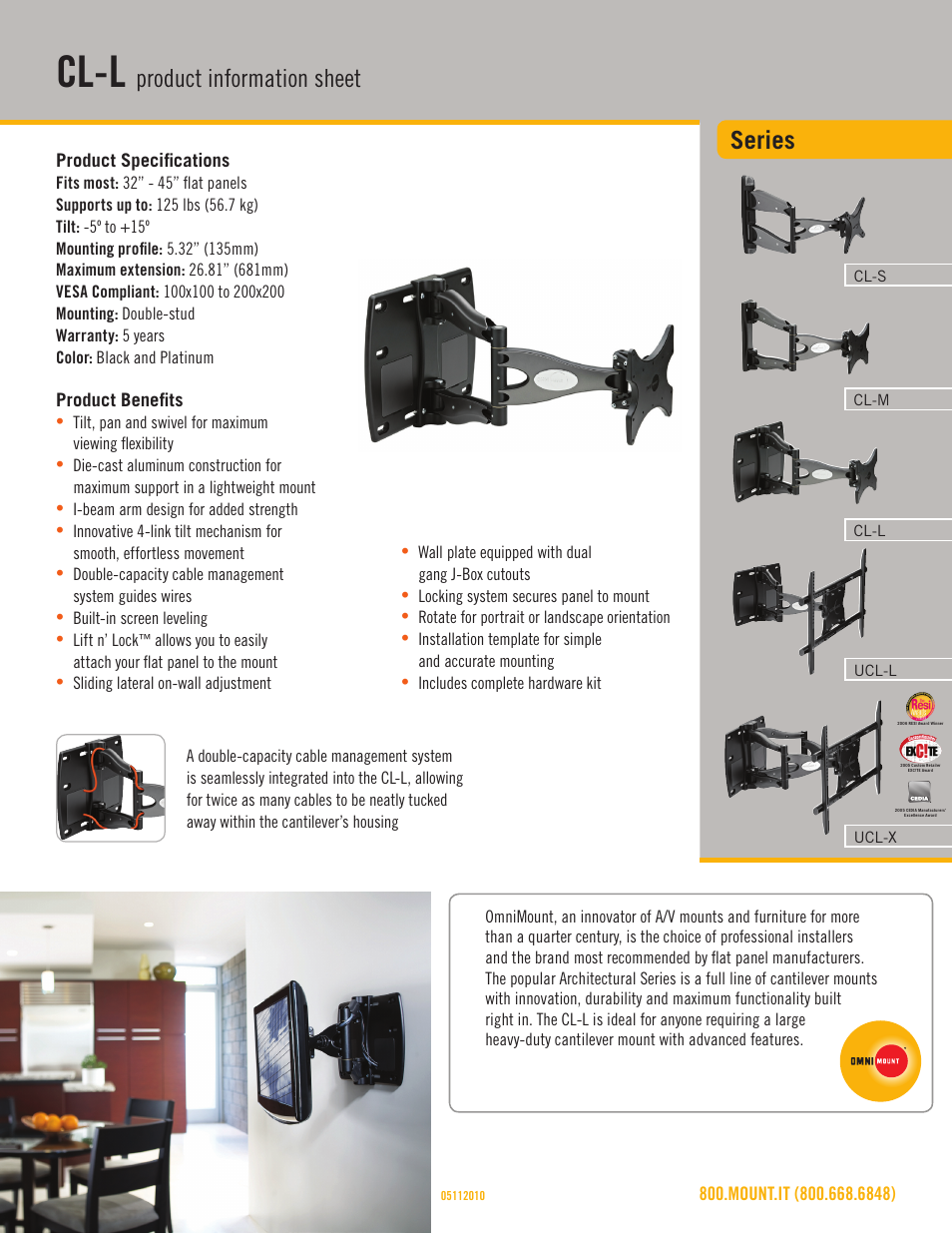 Omnimount CL-L Sales Sheet User Manual | 3 pages