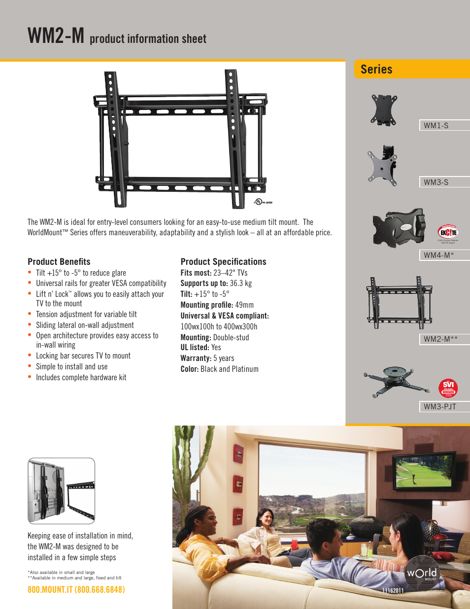 Omnimount WM2-M Sales Sheet User Manual | 2 pages