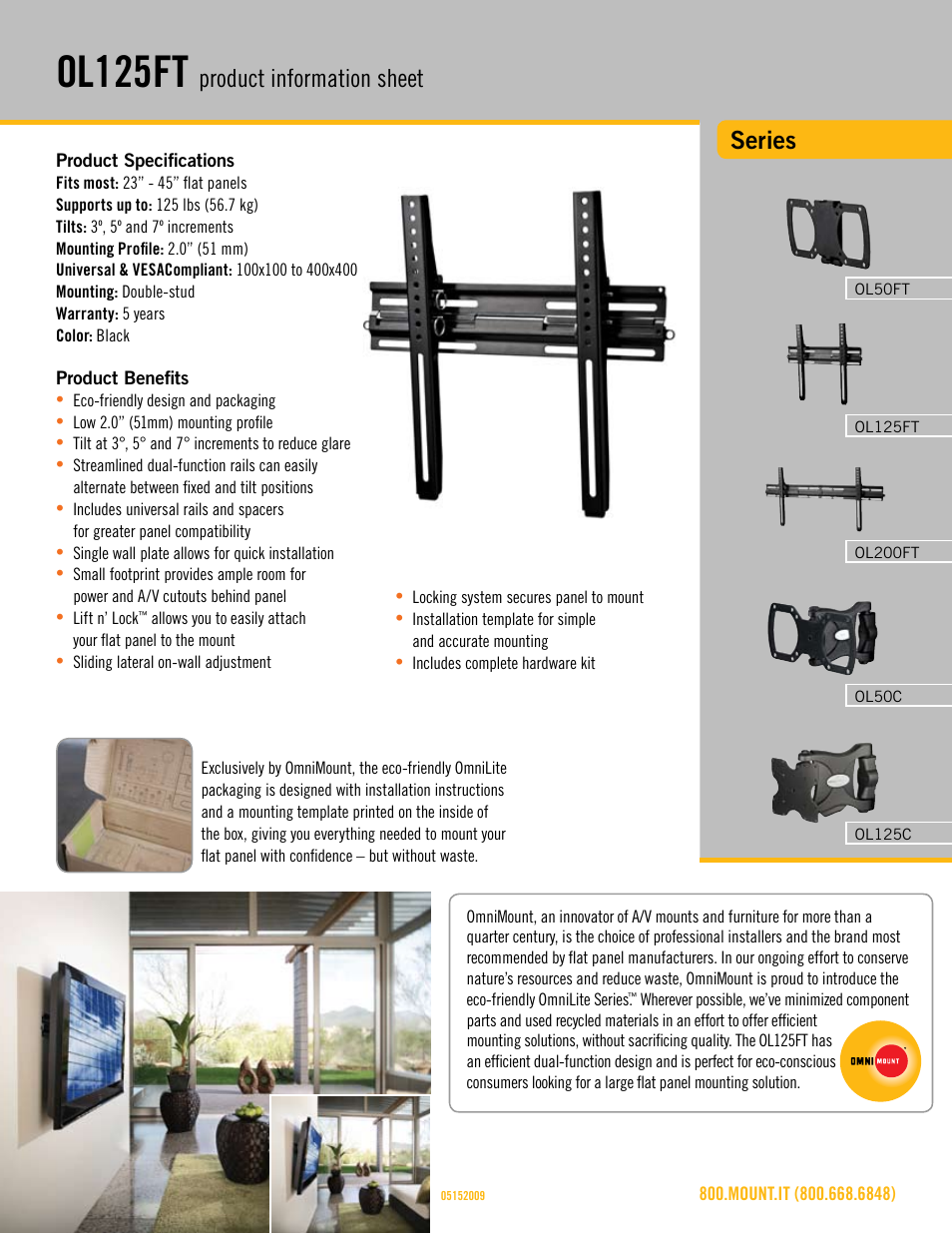 Omnimount OL125FT Sales Sheet User Manual | 3 pages