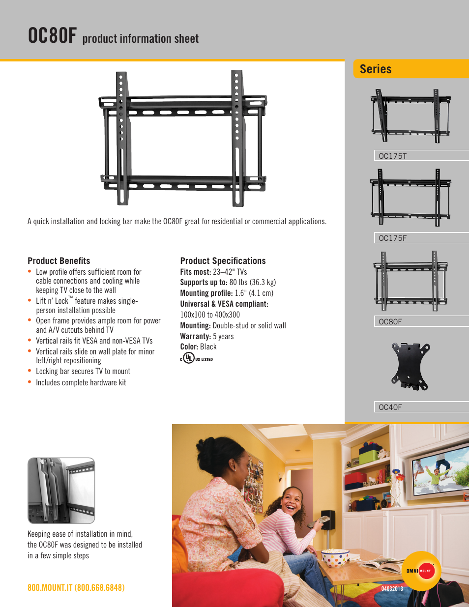 Omnimount OC80F Sales Sheet User Manual | 2 pages