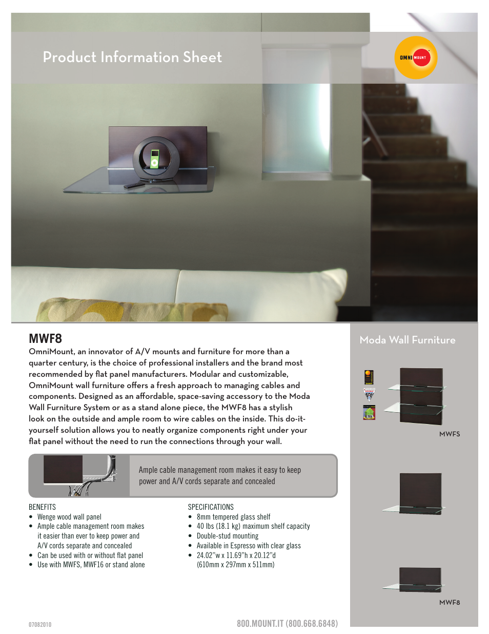 Omnimount MWF8 Sales Sheet User Manual | 3 pages