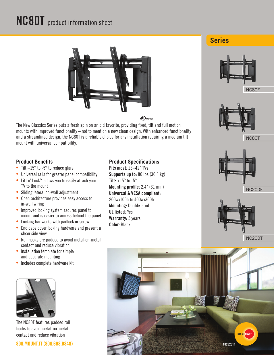 Omnimount NC80T Sales Sheet User Manual | 2 pages