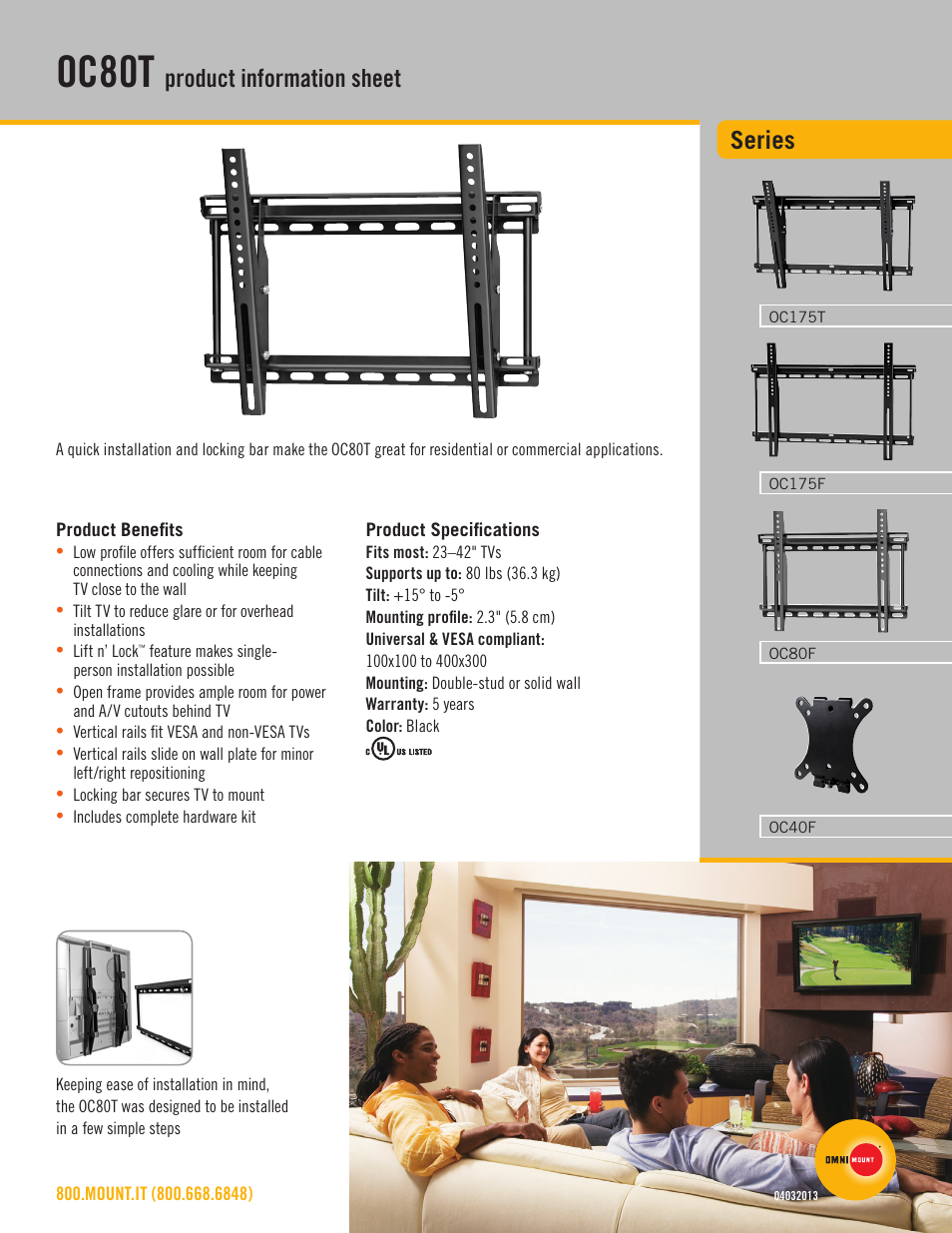 Omnimount OC80T Sales Sheet User Manual | 2 pages