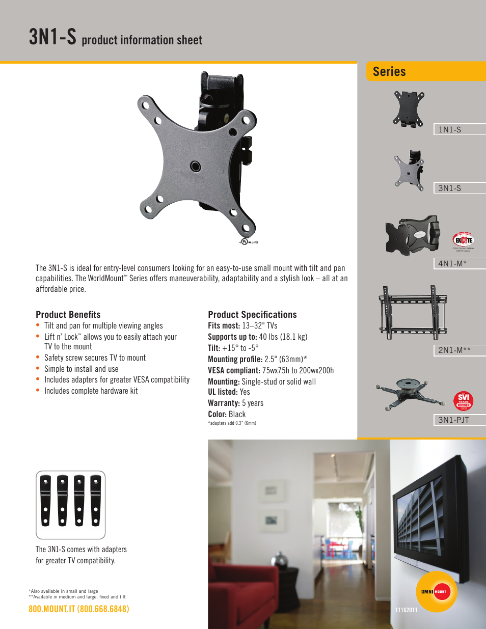 Omnimount 3N1-S Sales Sheet User Manual | 2 pages