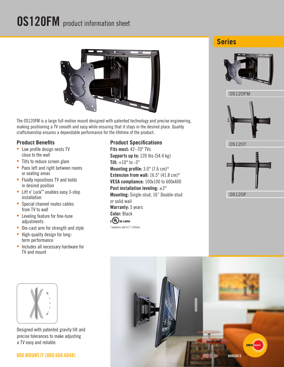 Omnimount OS120FM Sales Sheet User Manual | 2 pages