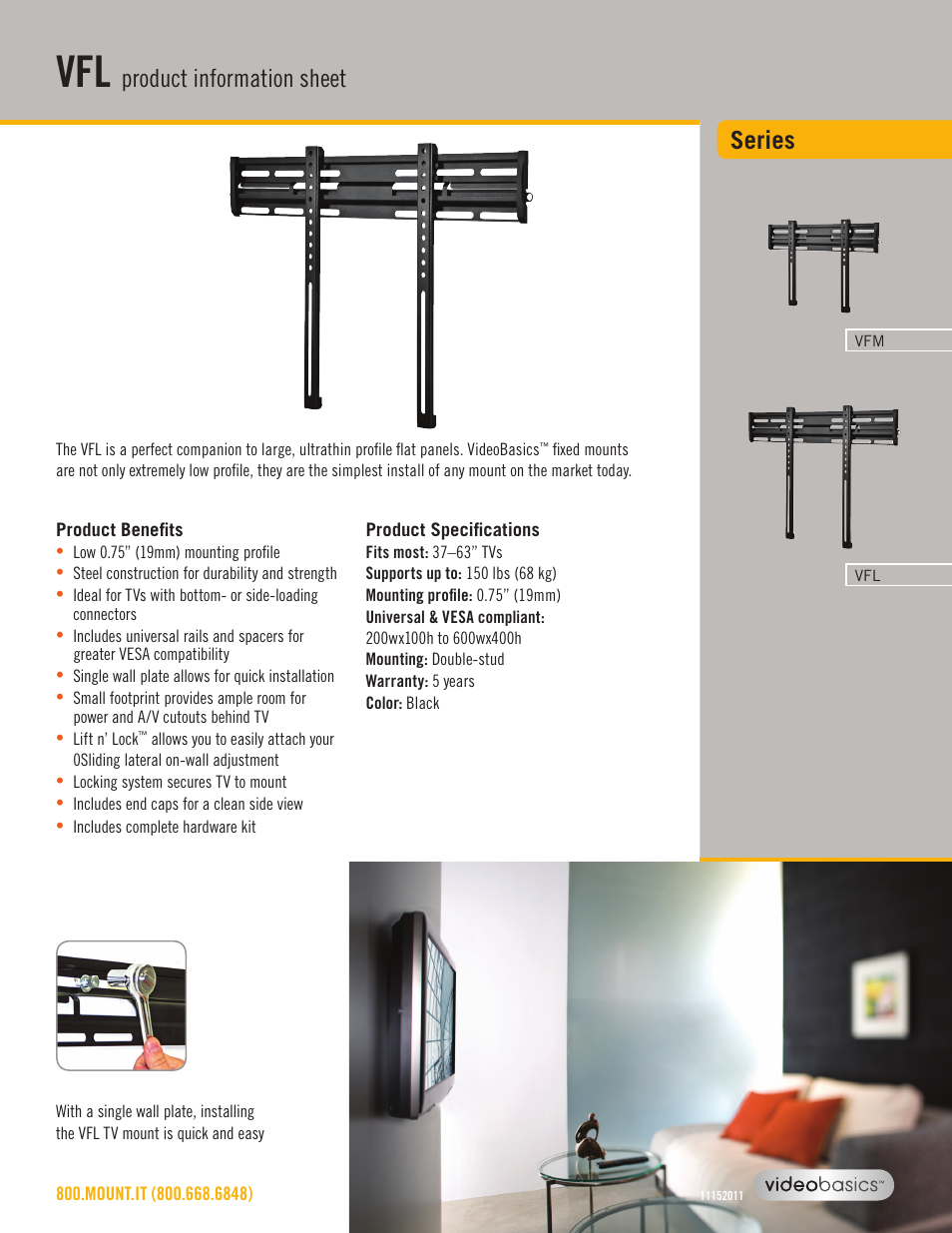 Omnimount VFL Sales Sheet User Manual | 2 pages
