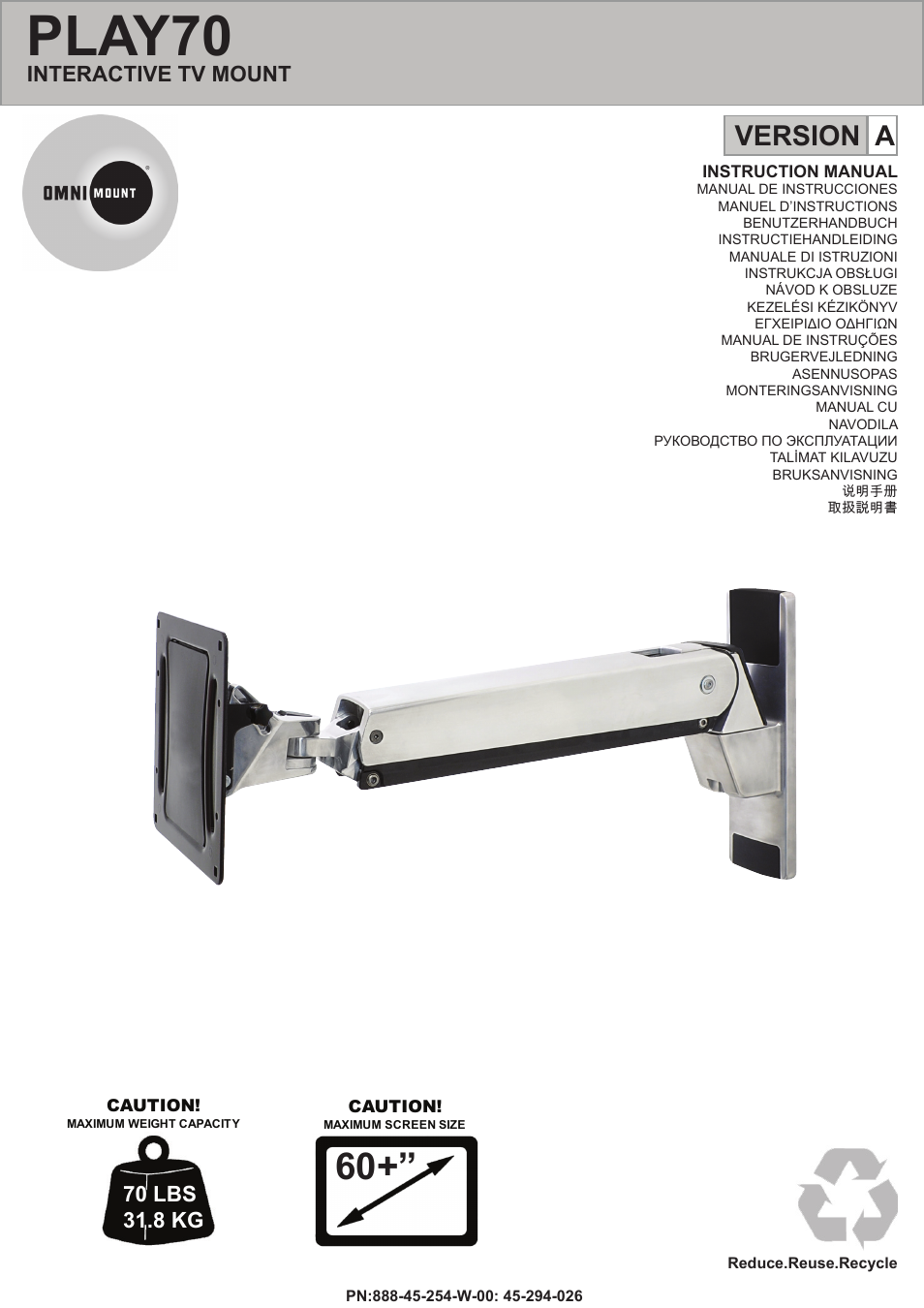 Omnimount PLAY70 Manual ru User Manual | 24 pages