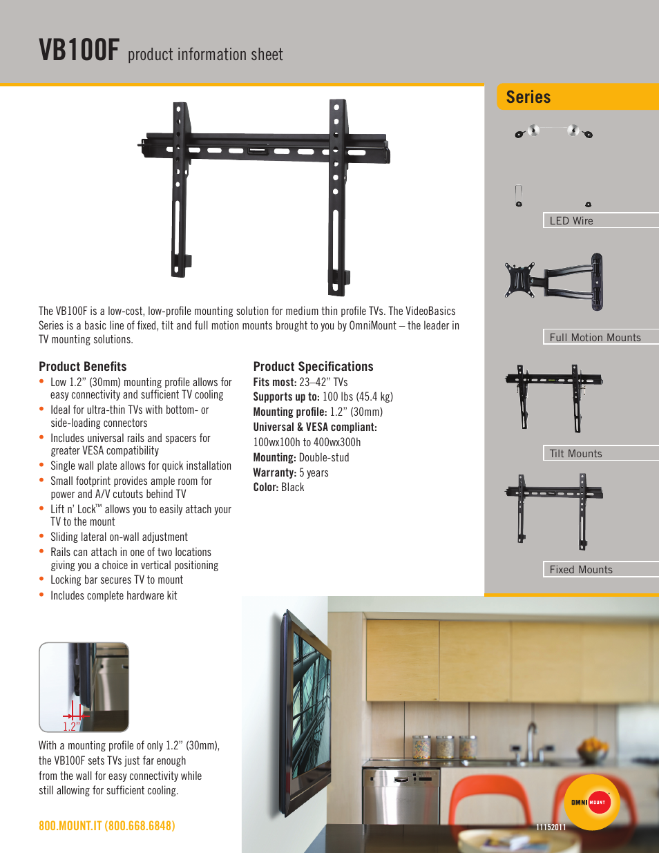 Omnimount VB100F Sales Sheet User Manual | 2 pages