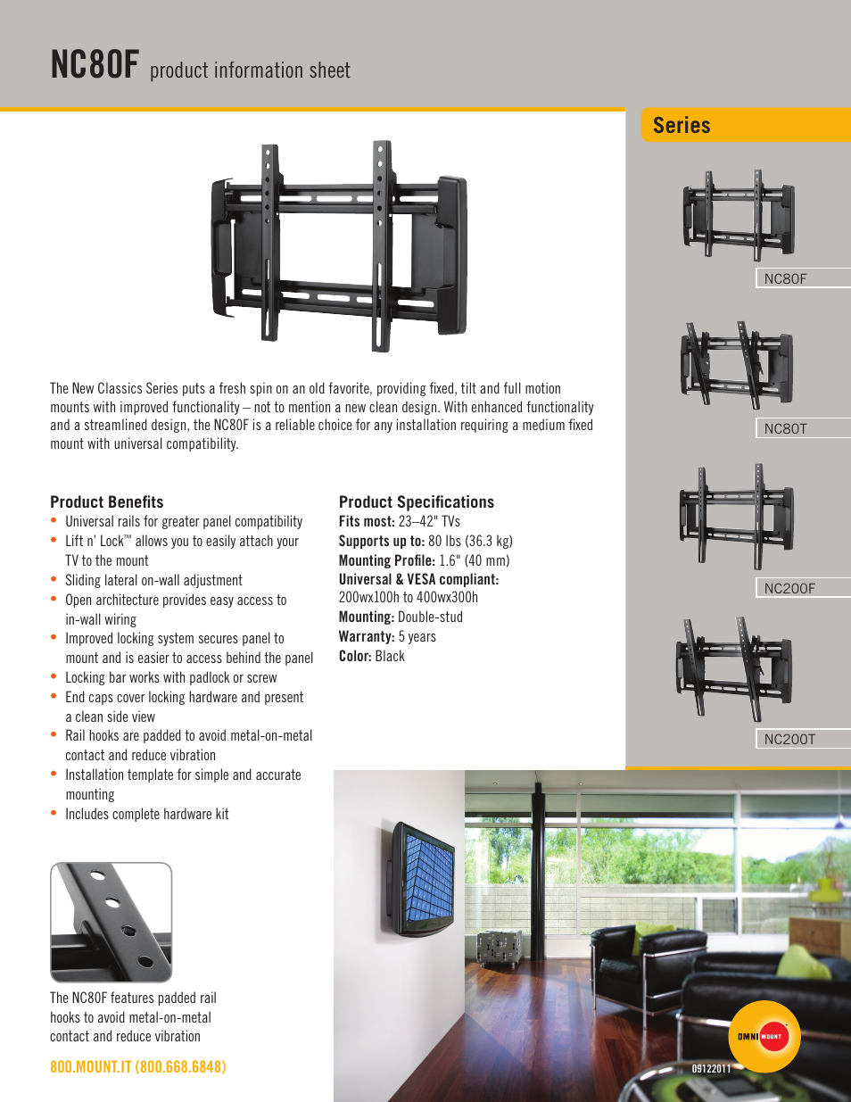 Omnimount NC80-F Sales Sheet User Manual | 2 pages