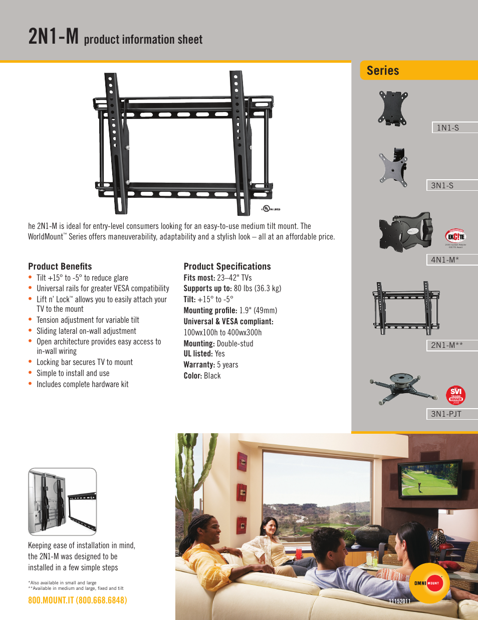 Omnimount 2N1-M Sales Sheet User Manual | 2 pages