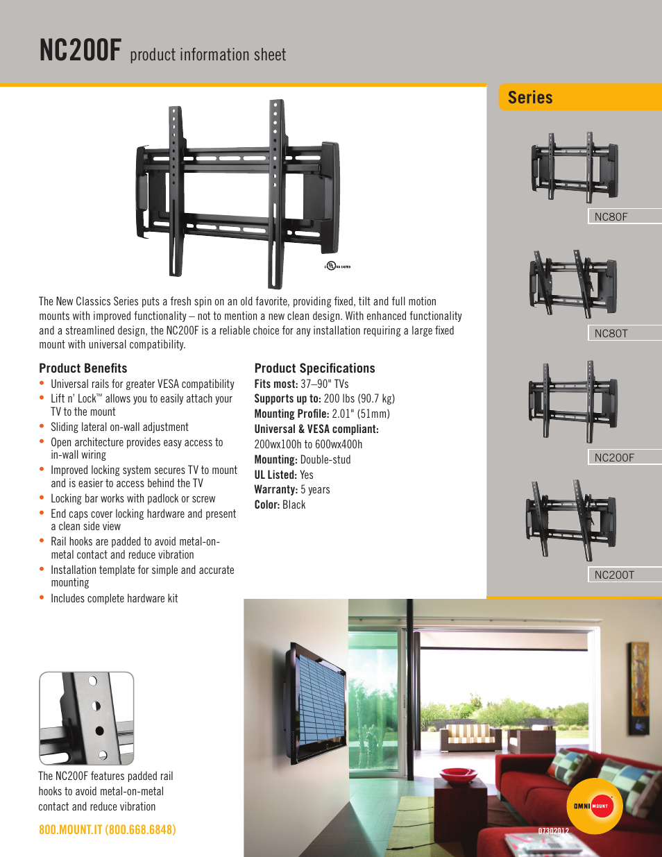 Omnimount NC200F Sales Sheet User Manual | 2 pages