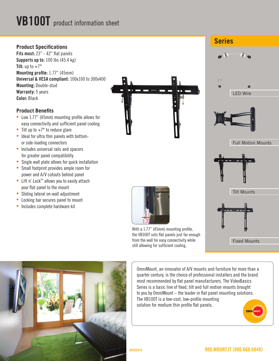 Omnimount VB100T Sales Sheet User Manual | 3 pages