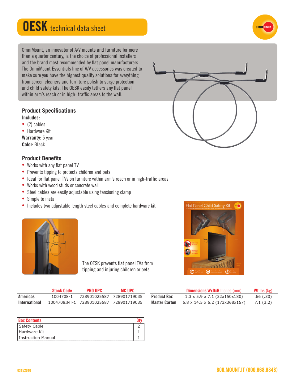 Omnimount OESK Sales Sheet User Manual | 1 page