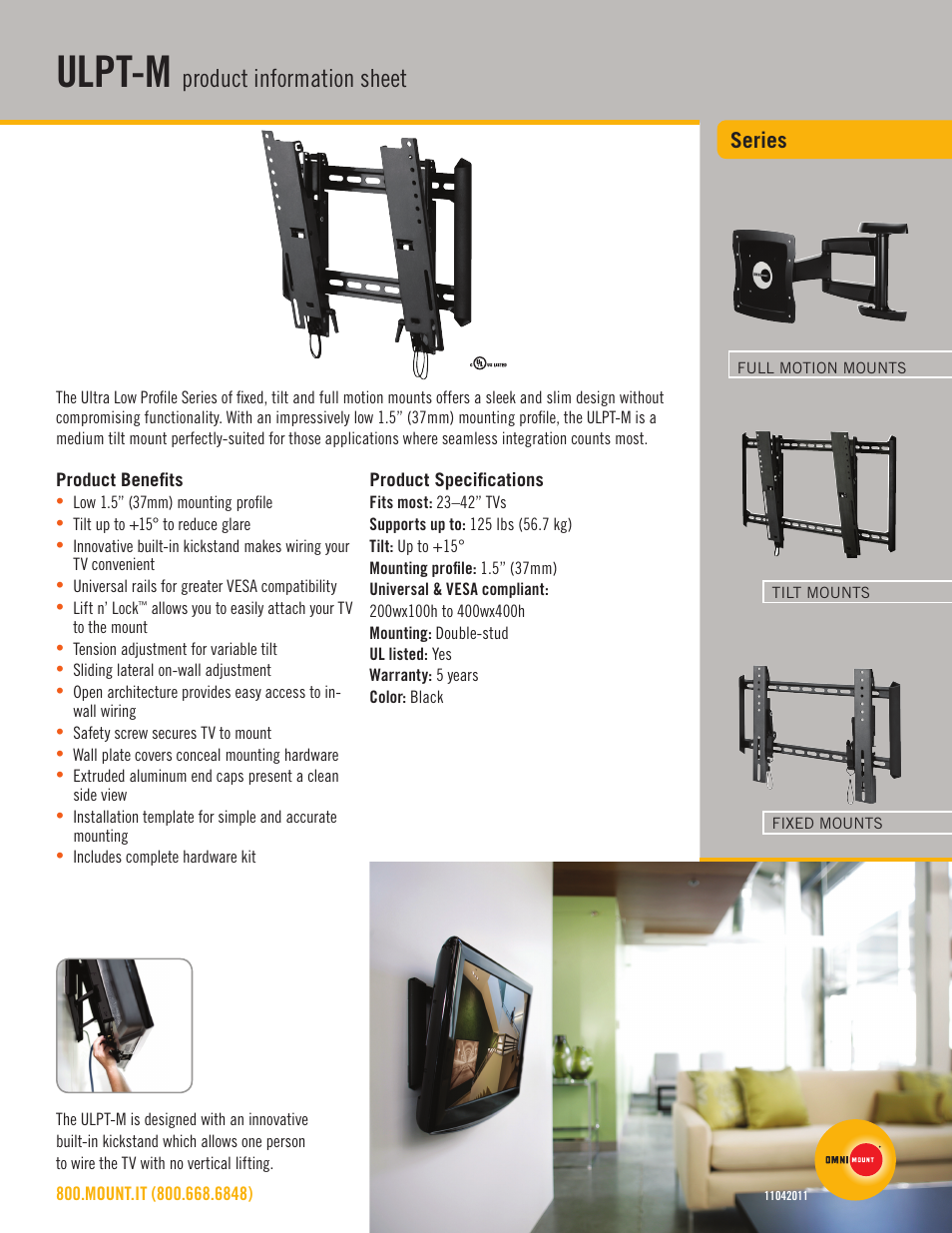 Omnimount ULPT-M Sales Sheet User Manual | 2 pages