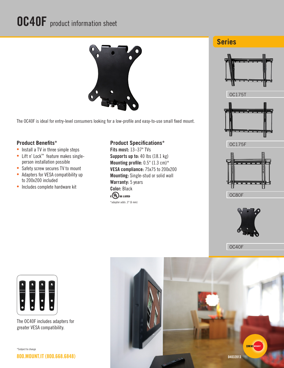 Omnimount OC40F Sales Sheet User Manual | 2 pages