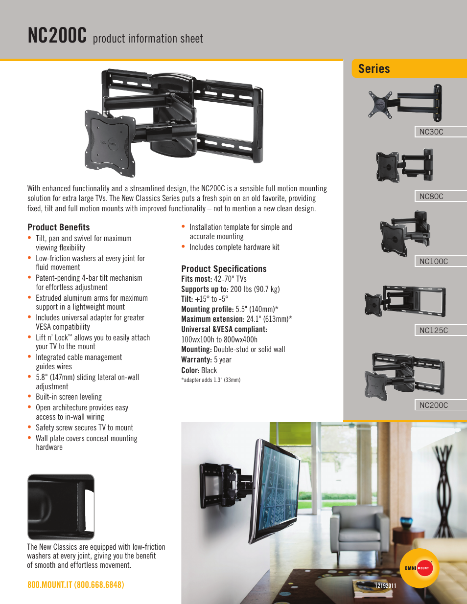 Omnimount NC200C Sales Sheet User Manual | 2 pages