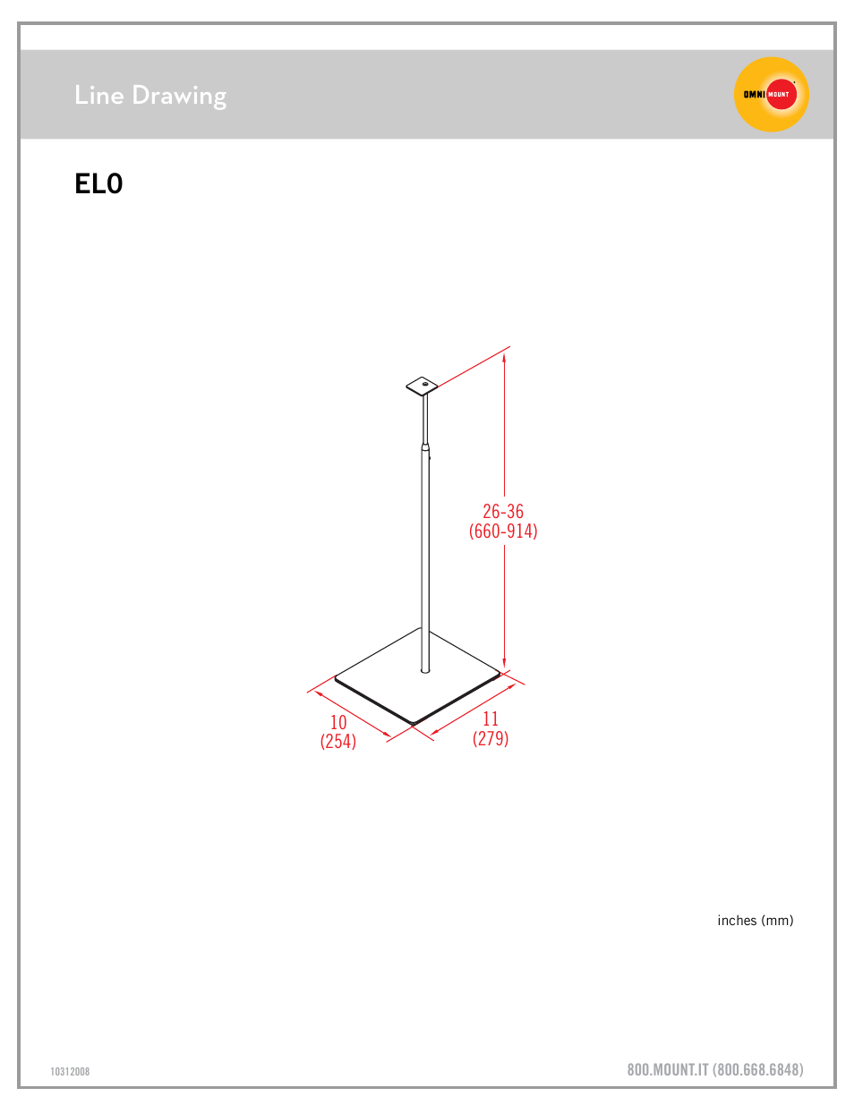 Elo_line_drawing_sheet.pdf, Line drawing | Omnimount EL0 Sales Sheet User Manual | Page 3 / 3