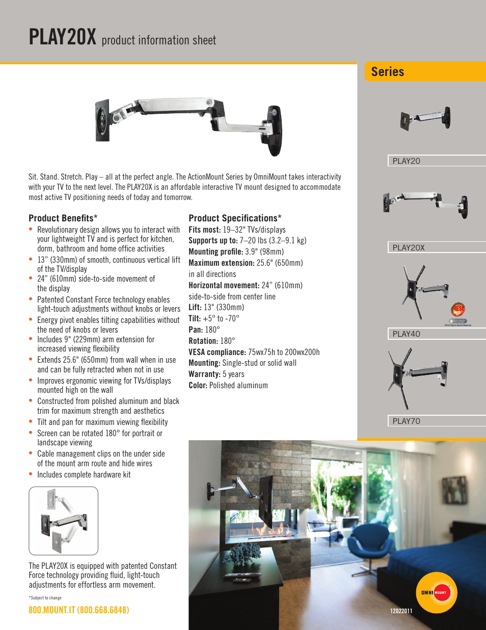 Omnimount PLAY20X Sales Sheet User Manual | 2 pages