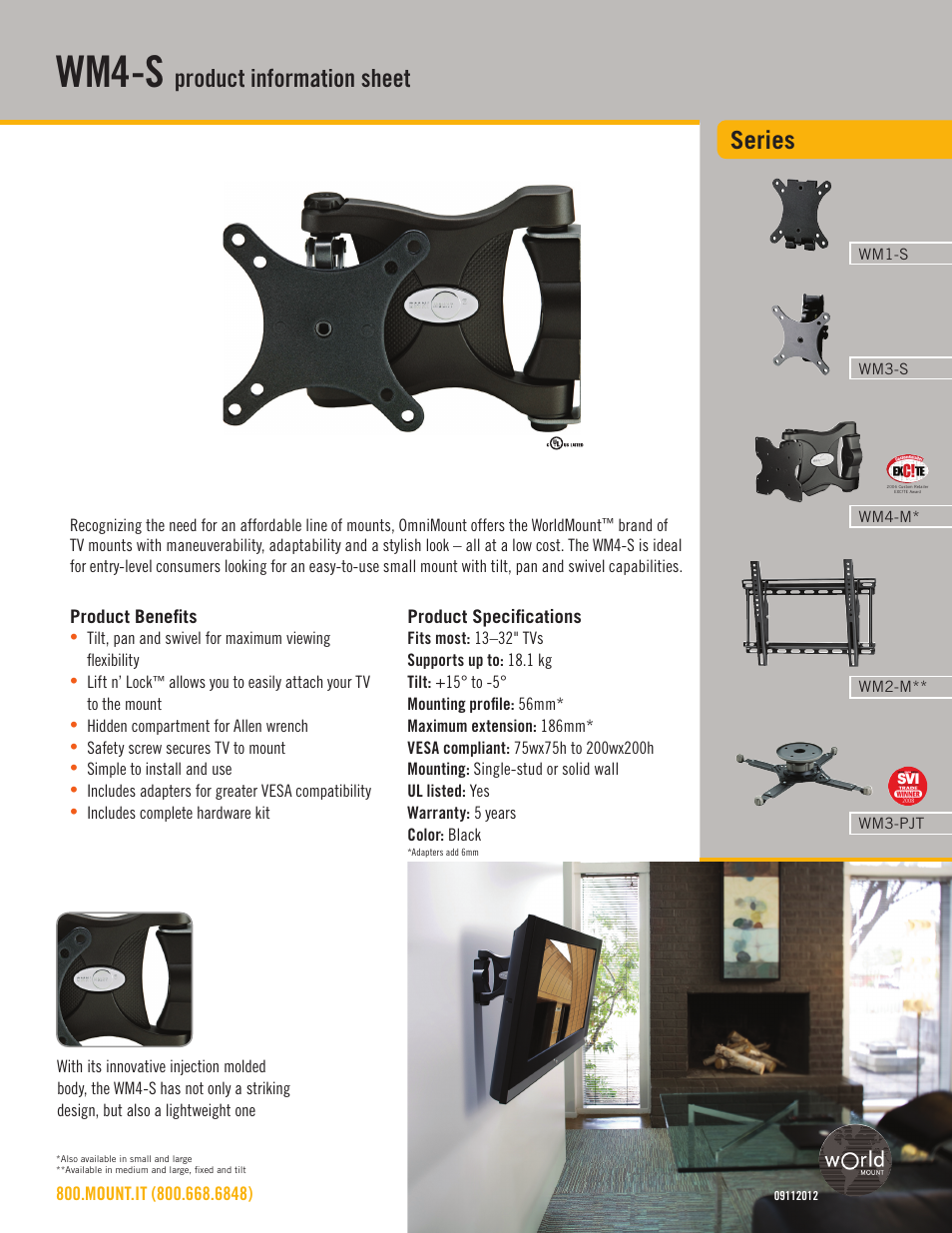 Omnimount WM4-S Sales Sheet User Manual | 2 pages