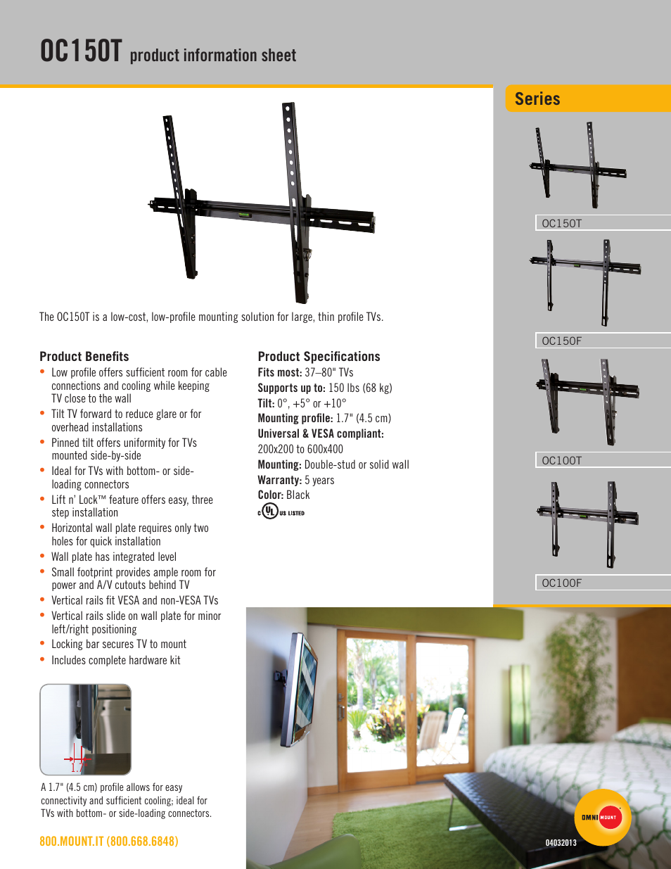 Omnimount OC150T Sales Sheet User Manual | 2 pages