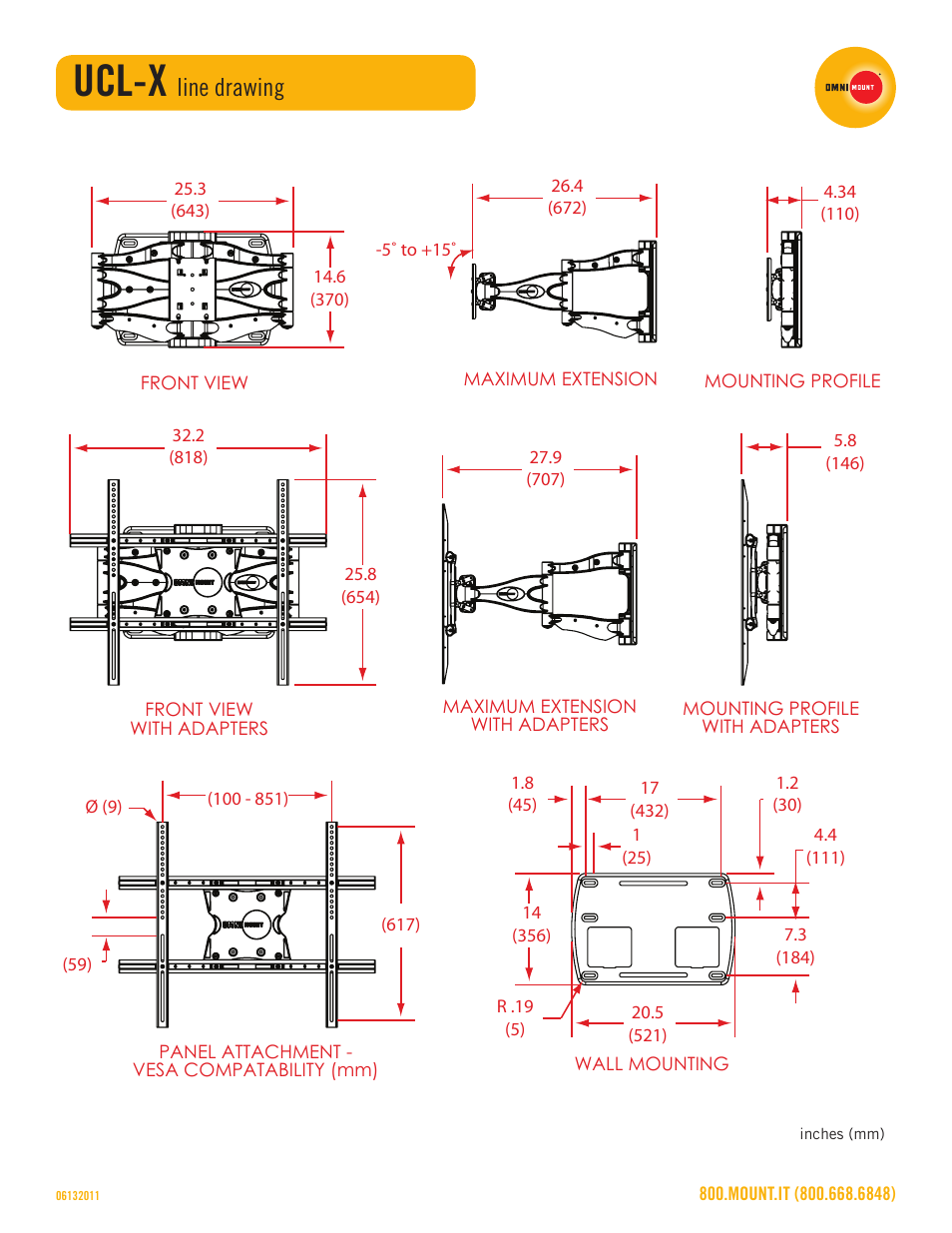 Ucl-x, Line drawing | Omnimount UCL-X Sales Sheet User Manual | Page 3 / 3