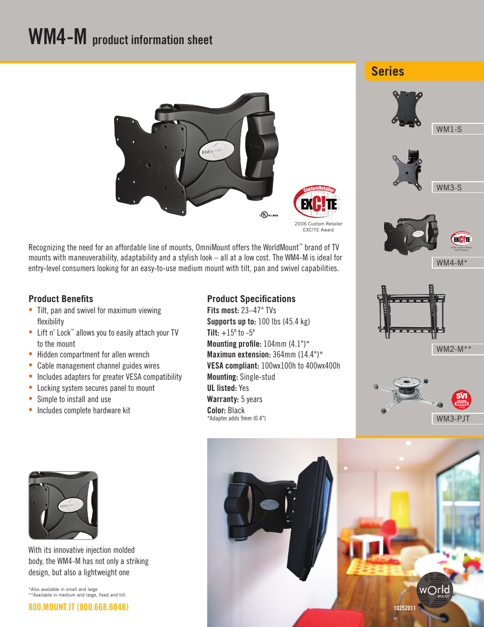 Omnimount WM4-M Sales Sheet User Manual | 2 pages