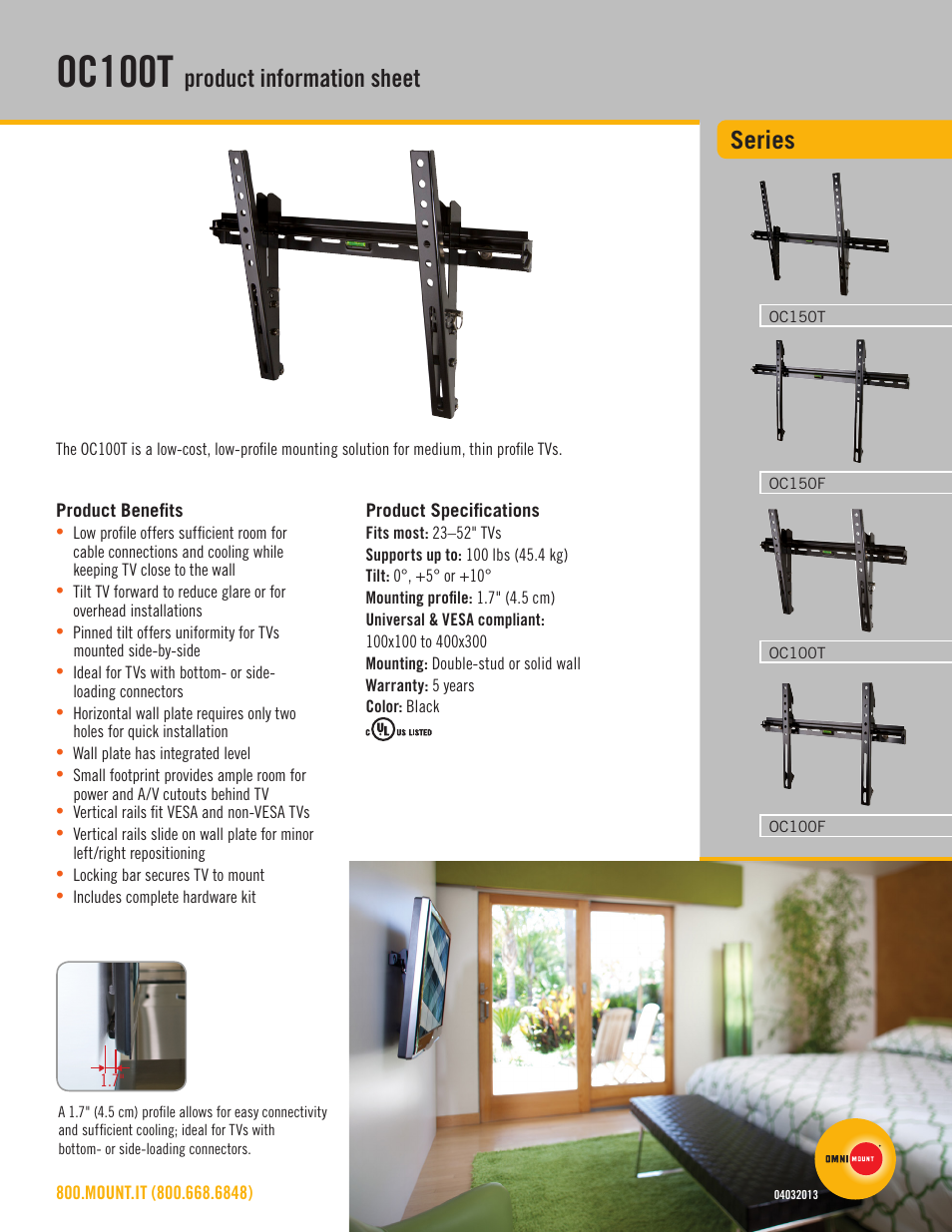 Omnimount OC100T Sales Sheet User Manual | 2 pages